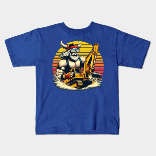 Excavator Viking V3 Kids T-Shirt by LarsonBrosSupplyCo
